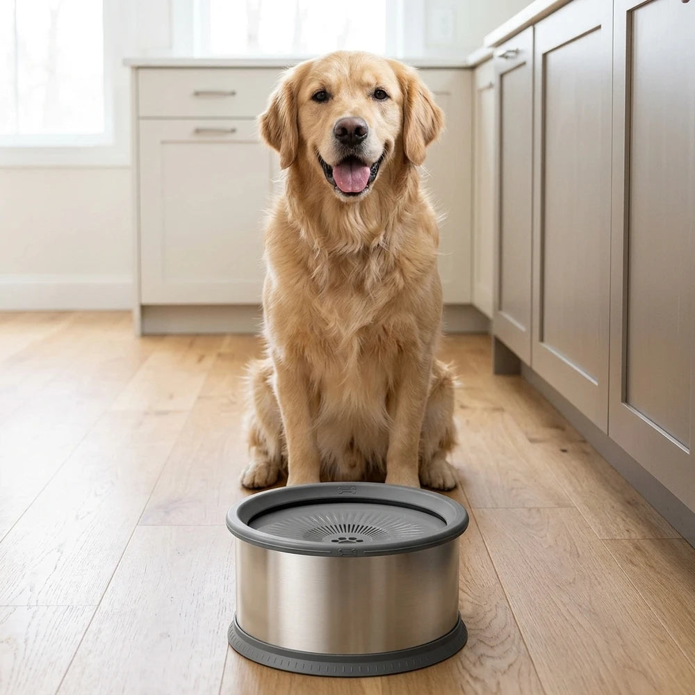 Splash Proof Stainless Steel Water Bowl